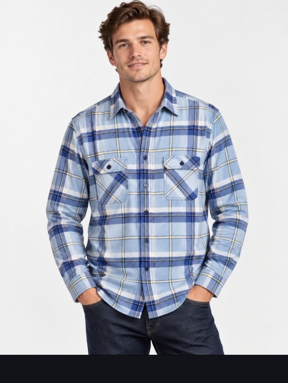 New Brooks Brothers Men's Blue Plaid Flannel Button Down Shirt Medium